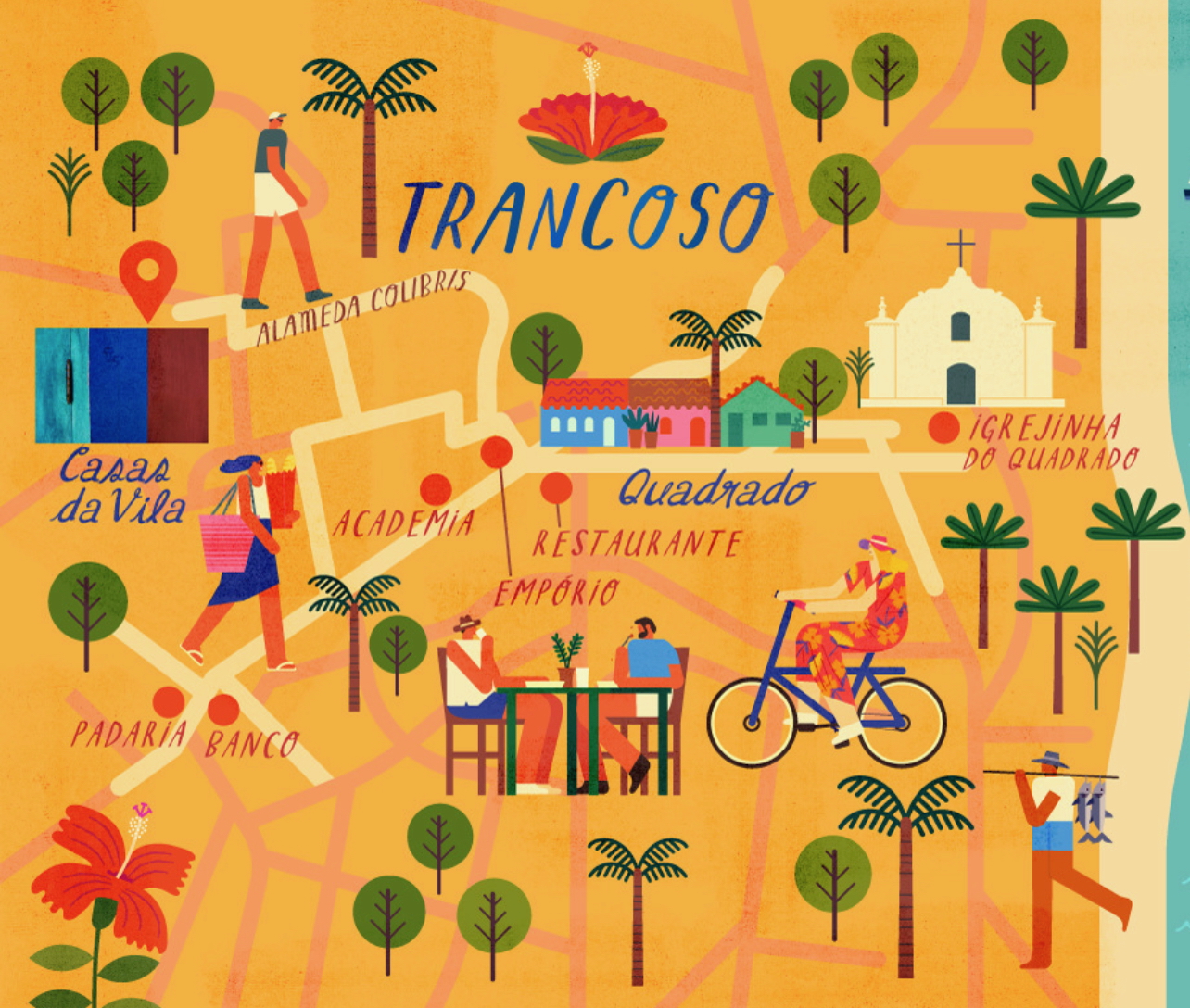Illustrated map of Trancoso with Casas da Vila highlighted